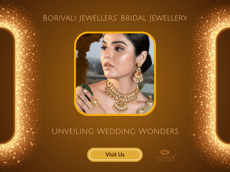 A captivating image showcasing the allure of bridal jewellery, featuring exquisite pieces from Borivali Jewellers' collection to complement the bride's wedding day attire.
